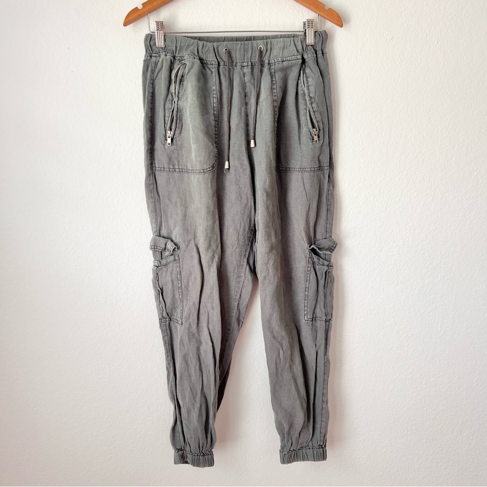 Blank NYC 100% Linen Gray Cargo Joggers Sz 28